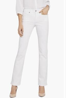 NYDJ Jeans Womens 8 White Marilyn Straight Mid Rise Lift Tuck Stretch Denim
